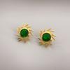 Pendientes pequeños con incrustaciones de gemas esmeralda en forma de estrella, estilo nuevo japonés y coreano, de moda para mujer, con textura sencilla