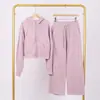 Conjunto Lulu de Moletom com Capuz Meia-Zip Solto e Calça Jogger com Etiqueta, Em Estoque Entrega Direta, Zíper Dourado com Etiqueta, Estilo Curto, Forrado com Fleece