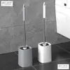 Sin ángulo muerto, con base, juego de cepillos de baño de mango largo, cepillo para inodoro de plástico para uso doméstico, para limpiar inodoros