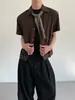 Camisa de manga corta de seda helada con cuello cubano estilo vacaciones de verano para hombre, look casual vintage y relajado, camisa corta protectora del sol