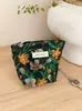 Bolsa de Cosméticos Floral Vintage Estilo Hepburn Gran Capacidad Bolsa de Almacenamiento para Cuidado de la Piel Bolso de Mano Portátil Bolsa Interior de Viaje