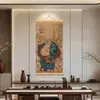 Maitreya PanzudoPintura Decorativa Oficina Nafu Estilo Chino Nuevo Pintura Colgante de Rollo Pintura Decorativa para Pasillo de Entrada