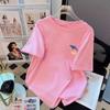 Camiseta de Manga Corta Suelta de Peso Pesado Transfronteriza de Algodón para Mujer Verano Nuevos Tops Talla Grande Estampada de Media Manga para Mujer Cuello Redondo Verano