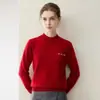 Suéter feminino de cashmere % cashmere puro de cabra, novo outono e inverno gola redonda cor sólida pullover camada base tricotada suéter quente, preto