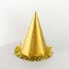 Tocado de película de aluminio transfronterizo sombrero de cumpleaños color sólido niños adulto papel decorativo láser brillante color papel facial brillante