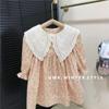 Roupa Infantil Coreana Primavera e Outono Vestido para Meninas 2-3 Tendência Infantil Gola Boneca Saia Saia Floral para Bebê Menina Comércio Exterior