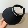 Chapéu de Sol Ins de Borracha Preto Estilo Coreano Chapéu de Sol com Top Aberto Chapéu de Palha Largo da Moda Headband Chapéu de Sol Feminino