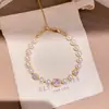 Pulseira de Pérolas com Contas de Zircônia Banhada a Ouro Real 18k Pulseira Simples de Temperamento Luxo Leve Toque de Alto Padrão Pulseira de Nicho Feminina