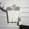 Nuevo Suéter de Punto Rayado con Cuello Semiabierto 2025 para Mujer, Top Ajustado de Manga Larga con Cuello en V para Otoño