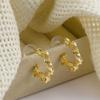 Aretes de Pentagrama Dorados Metálicos Broches para Oreja Retro Elegantes Versátiles Tachuelas Selección de Influencers para Mujeres