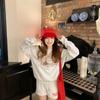Sudaderas Unisex de Cuello Redondo para Mujer Ropa Japonesa Británica Pesada sin Capucha Estampada Artística Retro Tendencia Otoño e Invierno