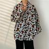 Camisa Vintage de Estilo Hong Kong con Pintura al Óleo Floral Completa para Hombre y Mujer, Retro Guapo y Versátil Suelto para Pareja Chaqueta de Camisa de Manga Larga