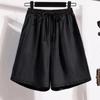 Shorts de mezclilla Tencel para mujer, verano nuevo, delgados, seda de hielo, casuales, de cinco puntos, talla grande, holgados, de pierna ancha, cintura alta, deslavados, pantalones línea A