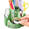 Portalápices giratorio de 360 grados con forma de escalera, caja de almacenamiento de gran capacidad, barril para lápices de escritorio creativo multifunción para estudiantes de primaria