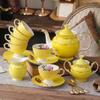 Juego de Té de la Tarde estilo Británico de Alta Gama Exquisito Juego de Café Lujo Ligero Calado Hogareño Taza y Plato de Café de Porcelana Fina