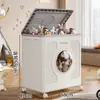 Cesta de almacenamiento de plástico para el hogar estilo japonés con tapa abatible, multifuncional, con ruedas, para doblar y guardar ropa, gran capacidad