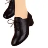 Zapatos bajos de cordones negros de cuero suave para mujer, nuevo estilo otoño 2026, zapatos de tacón medio-bajo grueso para mujer, zapatos de baile de cuero con punta redonda