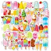 50 Piezas de Pegatinas de Dibujos Animados Estilo Graffiti de Cono de Helado de Macarrón, Pegatinas Pequeñas con Asa Fáciles de Arrancar para Decoración de Diario