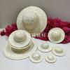 Sombrero pequeño de paja tejido a mano color blanqueado decoración artesanal mini sombrero sombrero de muñeca accesorios para botella 4-18CM