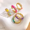 Anillo de Corazón Colorido Estilo Chino Nuevo con Esmalte, Anillo Minimalista de Nicho Estilo Ins Ajustable para Mujer