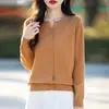 Cross2026 Otoño Nuevo Cárdigan de Punto con Cuello Redondo para Mujer Escote Adornado con Pedrería Suéter Holgado de Manga Larga Abrigo Holgado