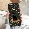 Capa de Celular Halloween Coruja Gato Preto Fofa para Apple 17pm Ilustração de Lua Pele de Gato Preto Silicone Fosco Suave Capa Macia