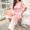 Nuevo Conjunto de Pijama para Mujer Más Vendido, Color Sólido, Pijama Suave y Cómodo para Mujer con Pantalón de Pijama, Conjunto de Dos Piezas, Talla Estándar Europea