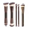 Set de Pinceles de Maquillaje Doble Cara Transfronterizo Europeo y Americano, Pincel para Base tipo Almohada, Pincel para Polvo de Rubor, Pincel de Maquillaje Color Café, Herramientas de Belleza