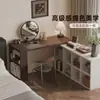 Escrivaninha de Canto em Madeira Maciça Cômoda Duas em Um Mesa de Estudo para Adultos Estante Integrada Mesa de Computador em L Medieval