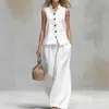 Comércio Exterior 2026 Site Independente Transfronteiriço Europeu e Americano Conjunto de Verão Amazon Conjunto de Moda Casual com Colete de Gola V e Calça Longa