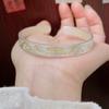 Pulsera Retro Plateada con Patrón de Hierba Tang Feliz Ping An, Oro Trazado Sólida Abierta, Sutra del Corazón Retro para Mujer, para distribución