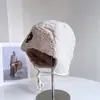 Chapéu de Inverno Espesso Versátil com Forro de Lã, Xadrez, Casual, com Abas de Orelha Amarráveis para Mulheres, Adequado para Deslocamento ao Ar Livre e Ciclismo