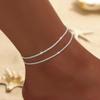 Tobilleras Europeas y Americanas Transfronterizas de Cruz Brillante Multicapa para Mujeres con Estilo Frío Llenas de Estrellas Accesorios Simples para el Pie de Playa Transfronterizos