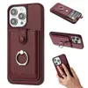 Adecuado para iPhone 16 Pro Max Soporte para Tarjetas Soporte de Anillo Inserto de Tarjeta con Textura Cubierta Protectora Anticaídas de Moda para Mujer
