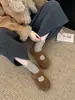 Sapatos Mary Jane com Forro de Lã de Cordeiro para Mulheres, Estilo Floresta, Inverno 2025, Bico Redondo, Quente, Sola Grossa, Sapatos de Algodão Totalmente Fechados