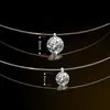 Collar de Hilo de Pescar Transparente de Plata 925 Cadena para Clavícula de Mujer Elegante Invisible Lágrima de Sirena Colgante de Diamante Único Nuevo Collar de Verano H