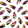 24 Peças de Comércio Exterior Transfronteiriço Mais Vendidas Nail Art 3D Formato de Losango Design Metálico Galvanizado Unhas Postiças Longas em Formato de Amêndoa Atacado