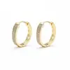 Pendientes Pequeños Geométricos en Forma de U de Doble Fila con Circonita Cortada Semicircular Estilo Europeo y Americano Tendencia Versátil de Pendientes de Cobre para Mujer Compactos