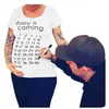 Estilo Nuevo Europeo y Americano Ropa de Maternidad Tallas Grandes Camiseta de Maternidad de Manga Corta para Mujer Top Casual de Cuello Redondo
