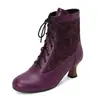 Botas femininas de outono e inverno com cadarço e salto médio, tamanho grande, botinhas de bico redondo, comércio exterior transfronteiriço 7731