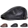 Gorra de Cuero PU de Doble Botón para Otoño e Invierno para Hombres, Gorra de Pato, Boina Cálida de Trabajador Adelantado para Mediana Edad y Personas Mayores, Estilo Nuevo de Tendencia Único