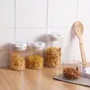 Caixa de Armazenamento de Grãos Tipo Empurrar Conservação de Alimentos Plástico Selado a Vácuo Pote Armazenamento de Cozinha Pote com Fecho Fácil