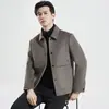 Chaqueta de lana de doble cara 70% lana, nueva chaqueta de lana para hombre de otoño e invierno, casual de negocios, cuello de solapa, abrigo de lana con botones ocultos