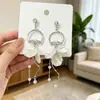 Brincos de Pérola Geométricos com Pino de Prata 925 para Mulheres, Brincos de Franja Modernos, Brincos de Luxo, Brincos Elegantes Retrô Venda por Atacado