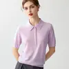 Suéter de lana de alta gama, ultra fino, hilo del Yangtsé, finamente hilado, chaleco fino para mujer, polo para mujer, camiseta para mujer, top de punto para mujer, camisa de manga corta para mujer