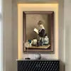 Pintura a Óleo Texturizada para Sala de Estar, Arte de Figura e Floral Estilo Americano, Pintura Decorativa para Sala de Jantar, Grande Mural de Estilo Europeu de Luxo Leve, Vintage