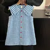 Ropa para Niñas Niños Corea del Sur vestido 2025 Verano de Moda Nuevo Chaleco a Cuadros Falda Elegante de Niña