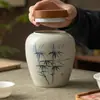 Tarro de Cerámica Azul y Blanco Pintado a Mano con Color Bajo Esmalte para Té, Tarro de Cerámica Sellado a Prueba de Humedad para Almacenamiento de Té, Juego de Té Kung Fu para el Hogar, Contenedor de Almacenamiento de Té