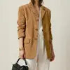 Chaqueta casual estilo europeo y americano, solapa de gamuza retro otoño/invierno, corte holgado, blazer entallado, ropa de mujer transfronteriza para Amazon