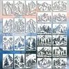 Montanhas Naturais Novas Transfronteiriças, Rios, Florestas, Renas, Cenário de Montanha Nevada, Modelos de Pintura Recortados, Decorações Literárias e Artísticas da Amazon
